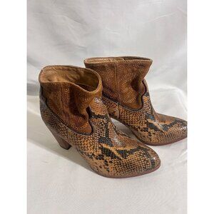 1 Understated X Matisse Dusted Snake Leather Suede Camel Bootie Cowboy 6M